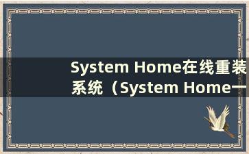 System Home在线重装系统（System Home一键重装系统win10）